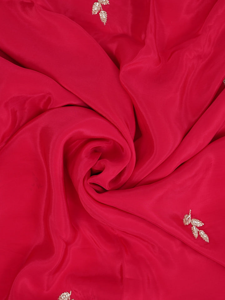 Ruby Red Satin Saree