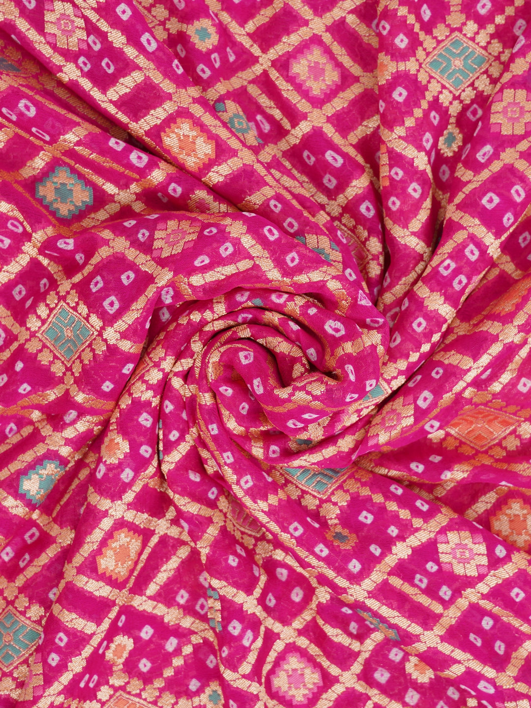 Hot Pink Khaddi Georgette Saree