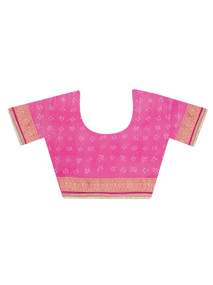 Pink Khaddi Georgette Bandhej Saree