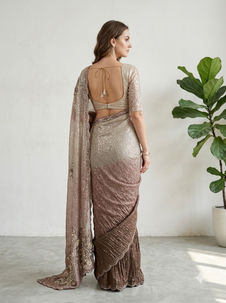 Dual-Tone Sequin Saree