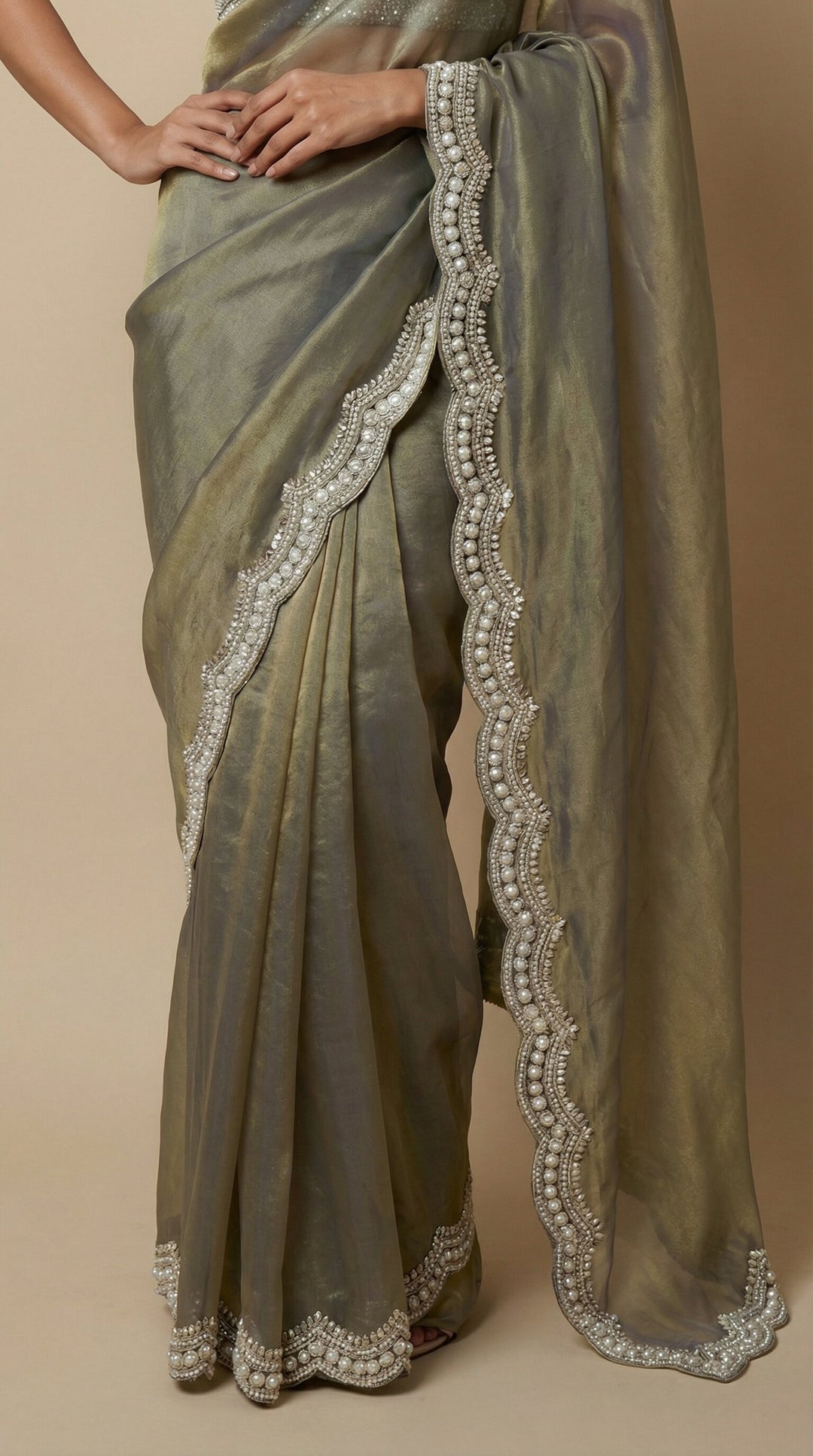 Olive Tissue Saree