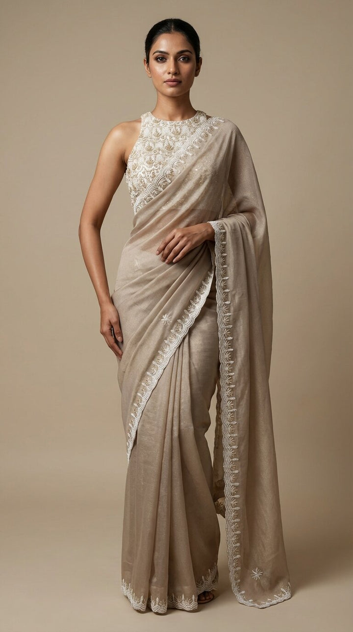 Grey Pearl Saree