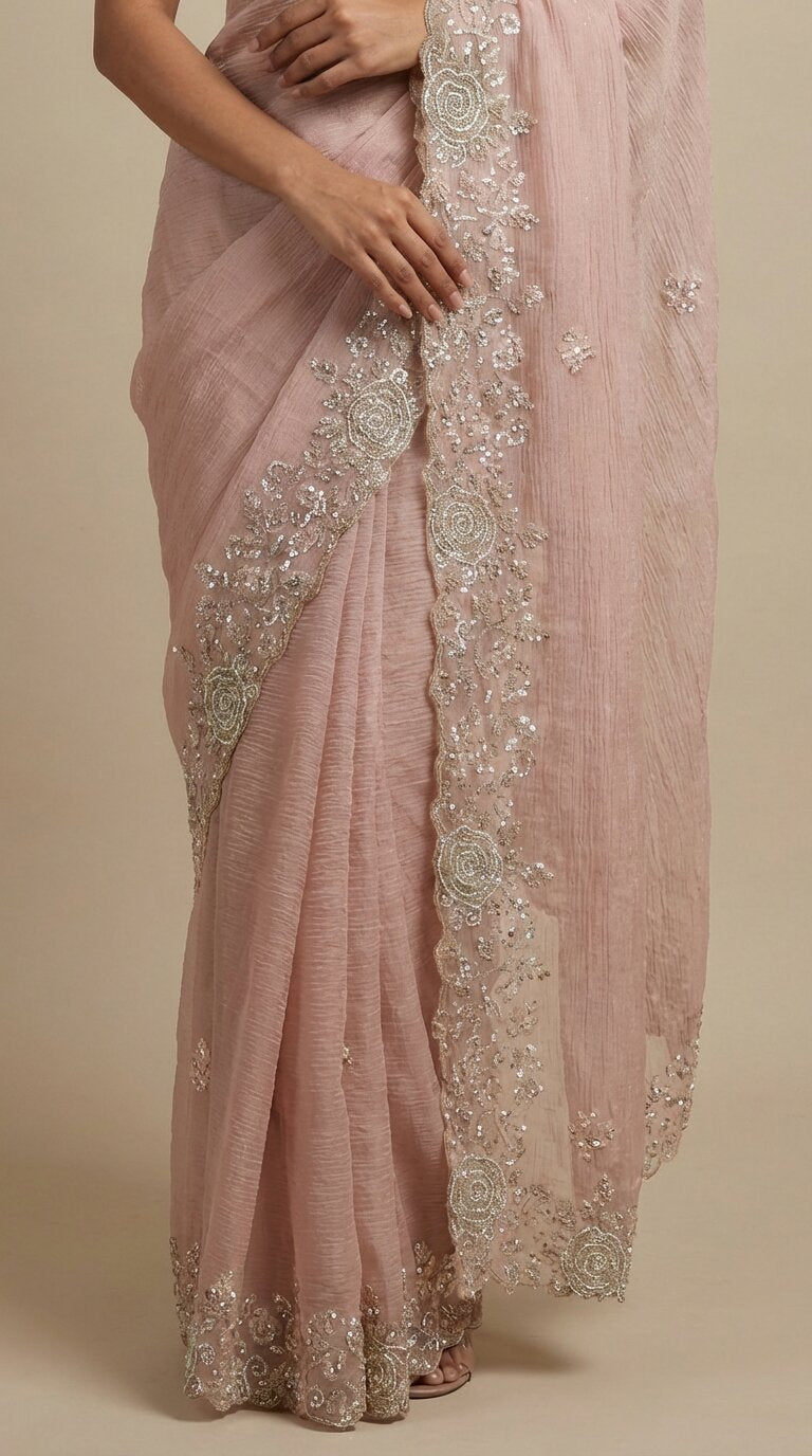 Light Pink Tissue Saree