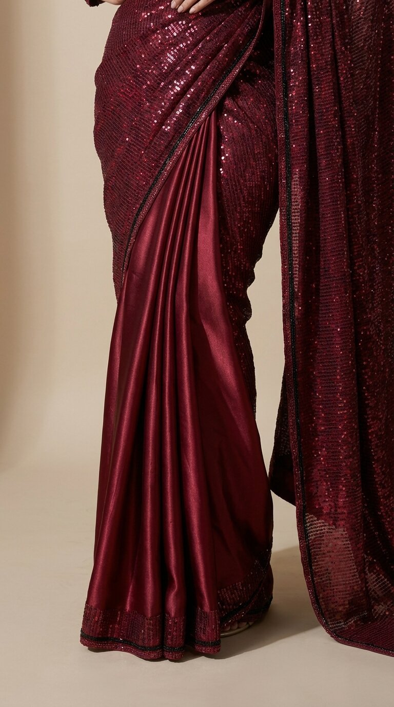 Maroon Pre-Drape Saree