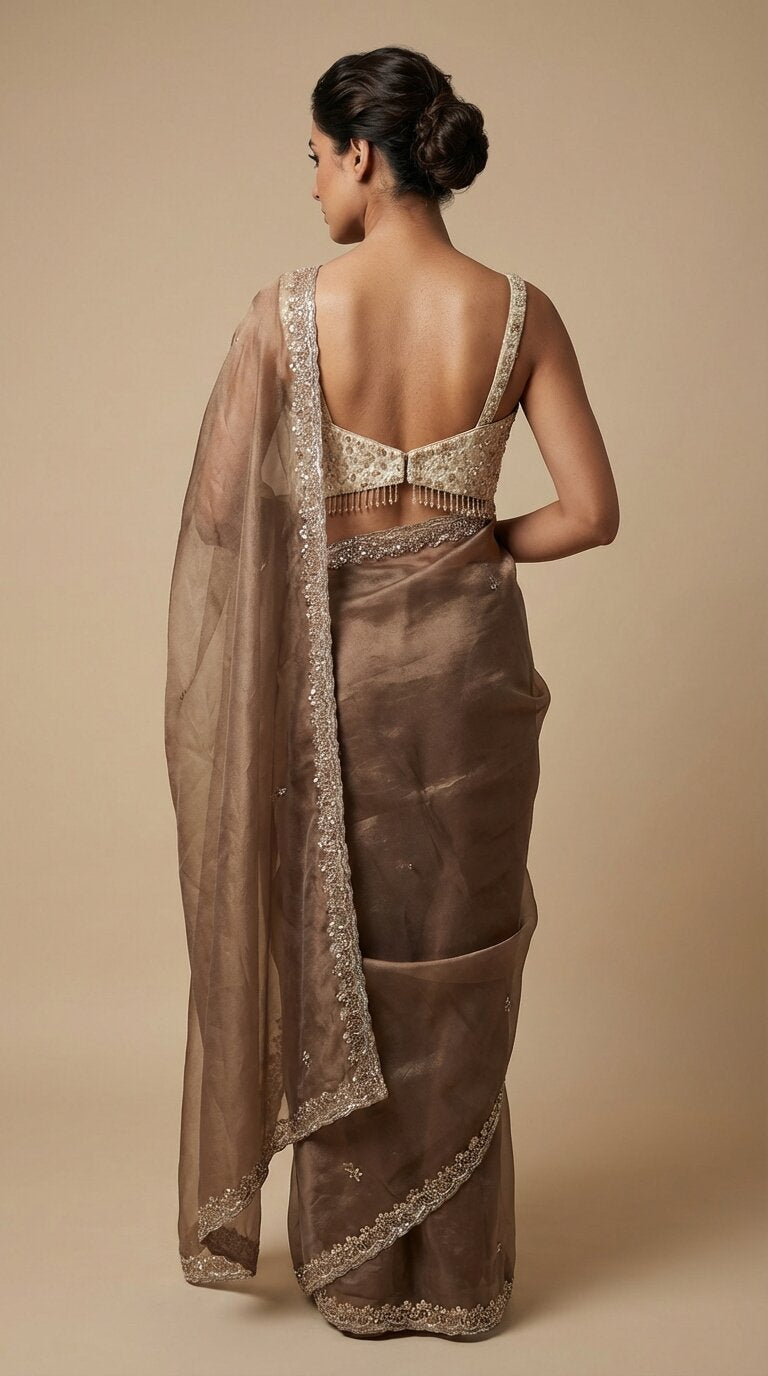 Brown Sequin Saree