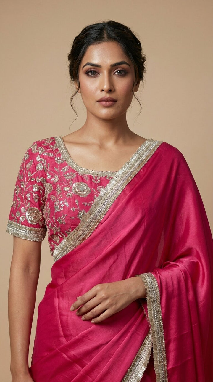 Hot Pink Pre-Drape Saree