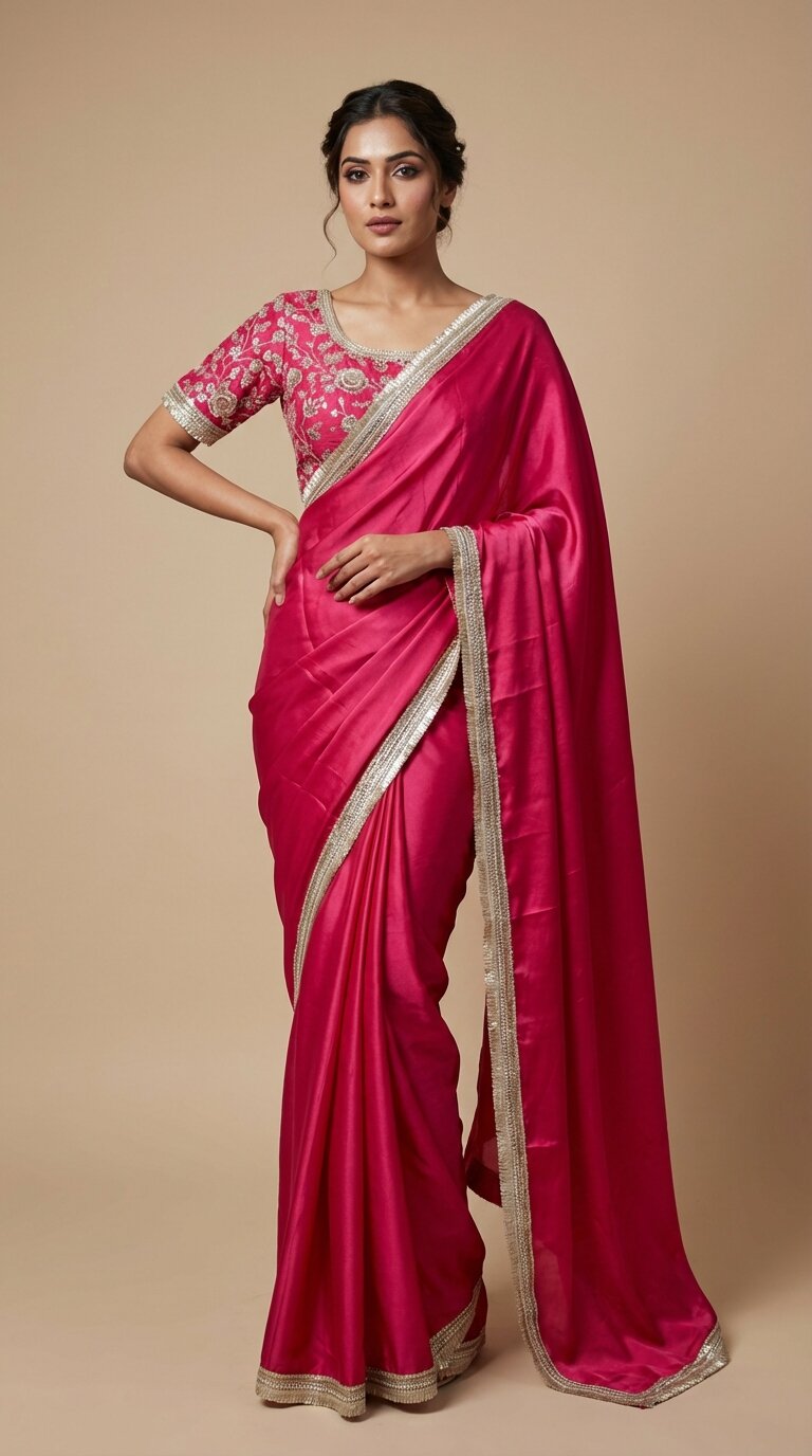 Hot Pink Pre-Drape Saree