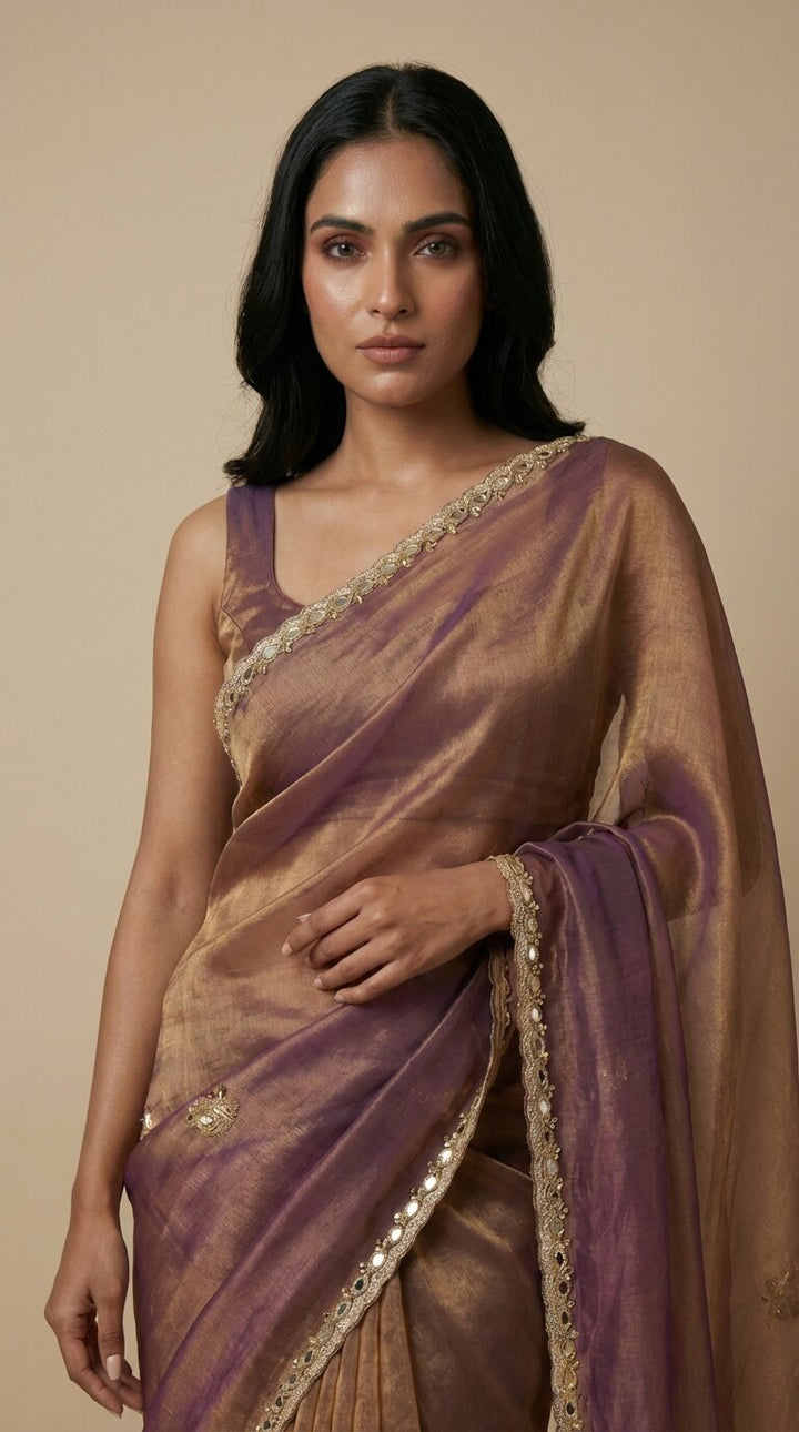 Copper Mirror saree