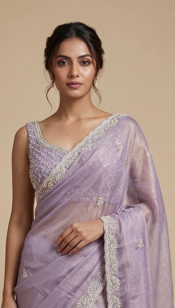 Lilac crush tissue saree
