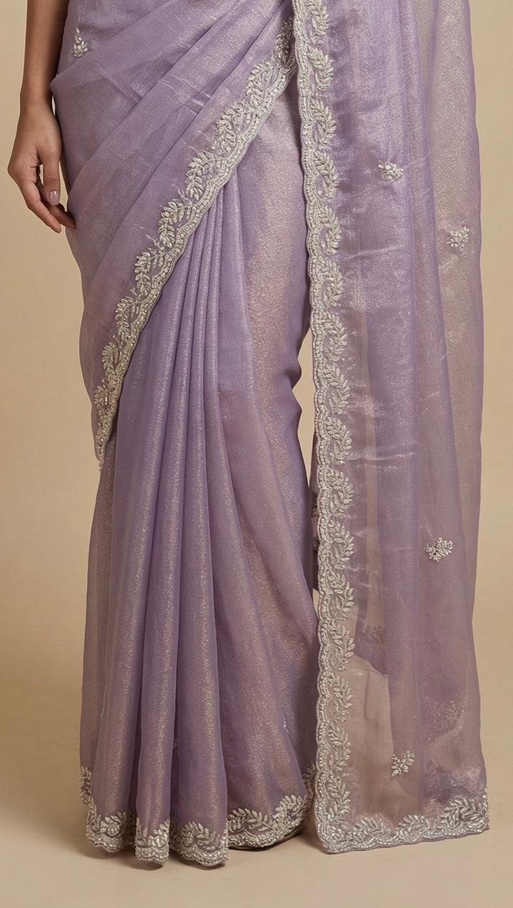 Lilac crush tissue saree