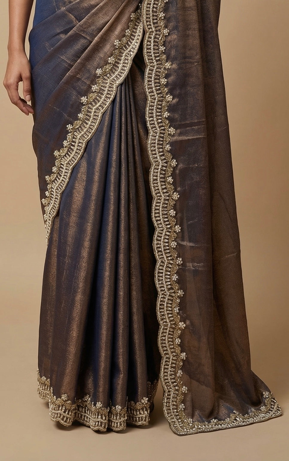 Gun metal Tissue saree
