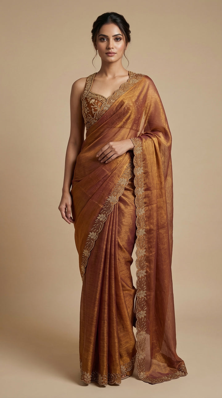 Bronze Tissue saree
