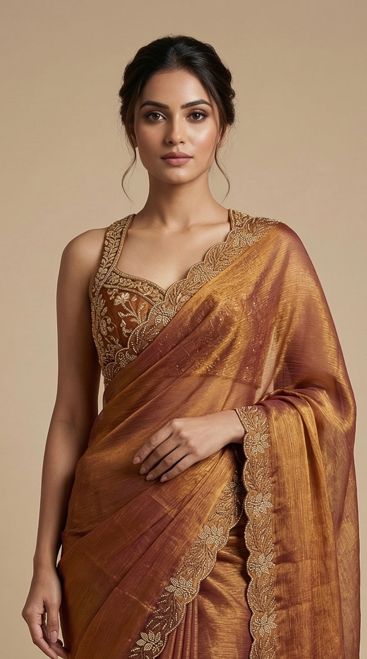 Bronze Tissue saree
