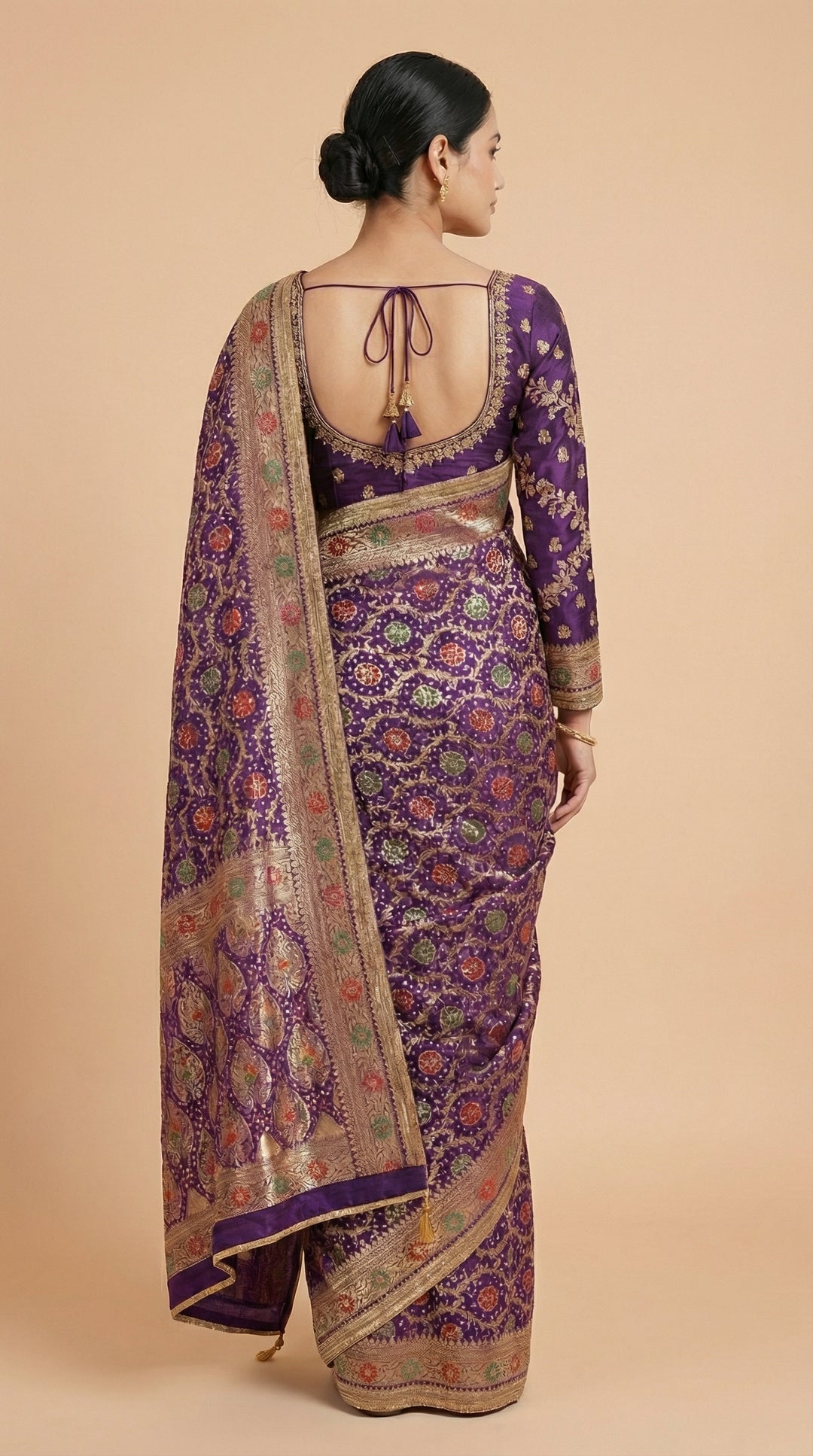 Purple Khaddi Georgette Bandhani Saree