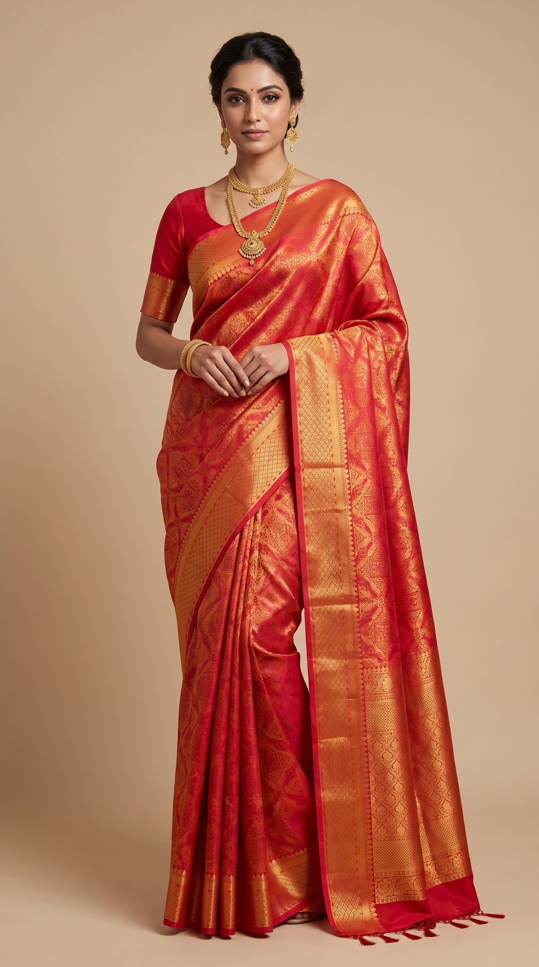 Fiery Orange Banarasi