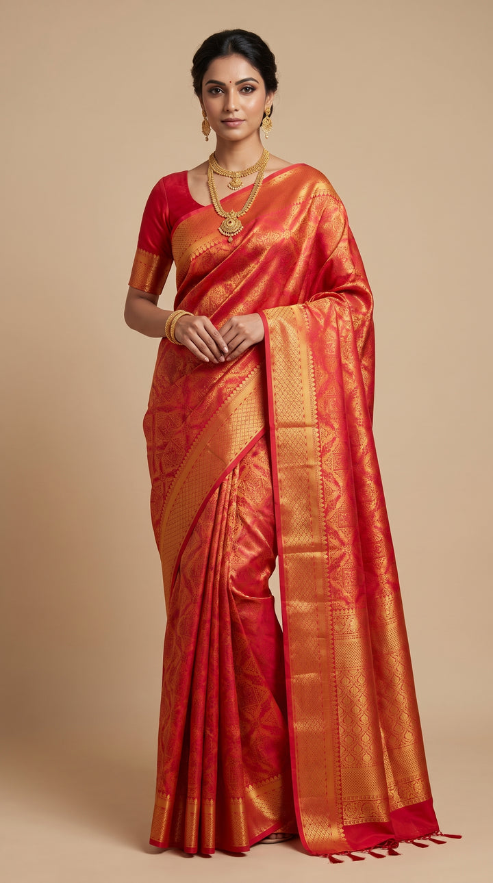 Fiery Orange Banarasi