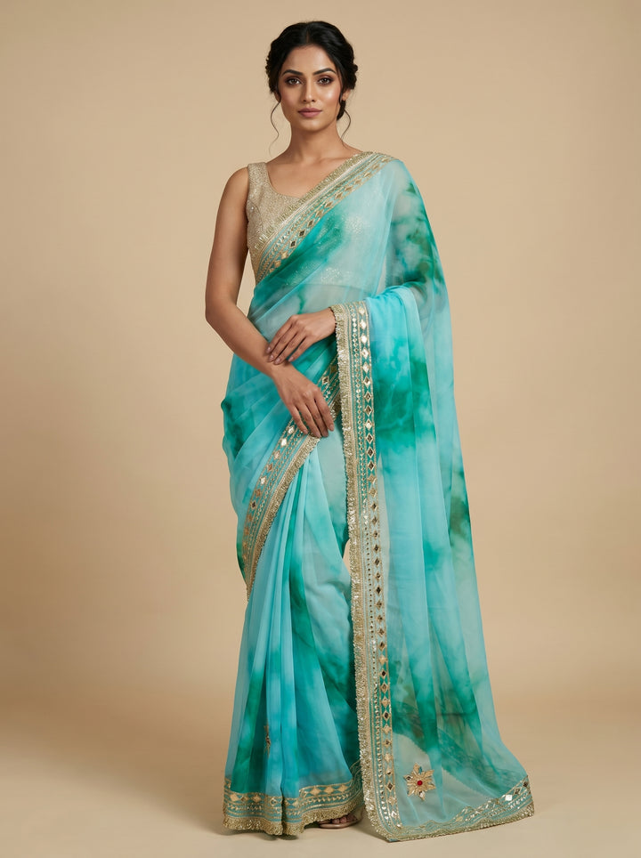 Ombre Blue Saree