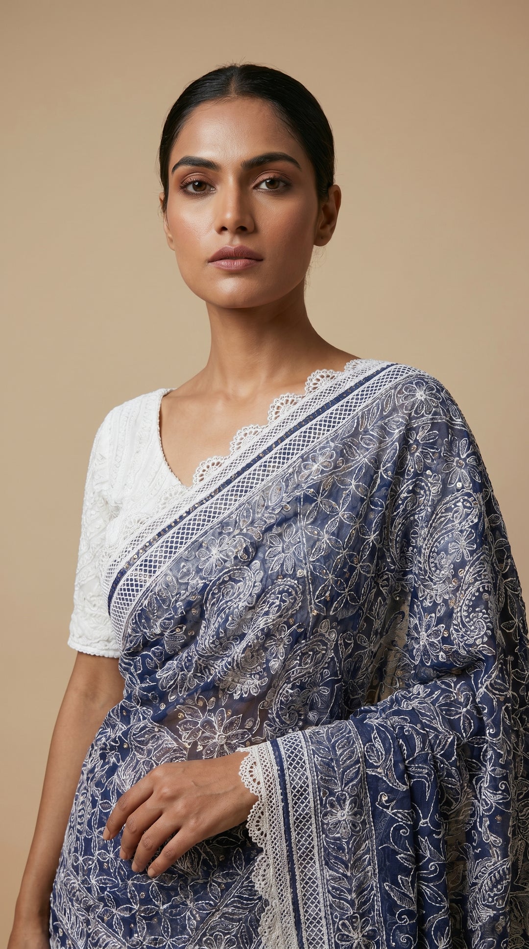 Blue Chikankari Saree