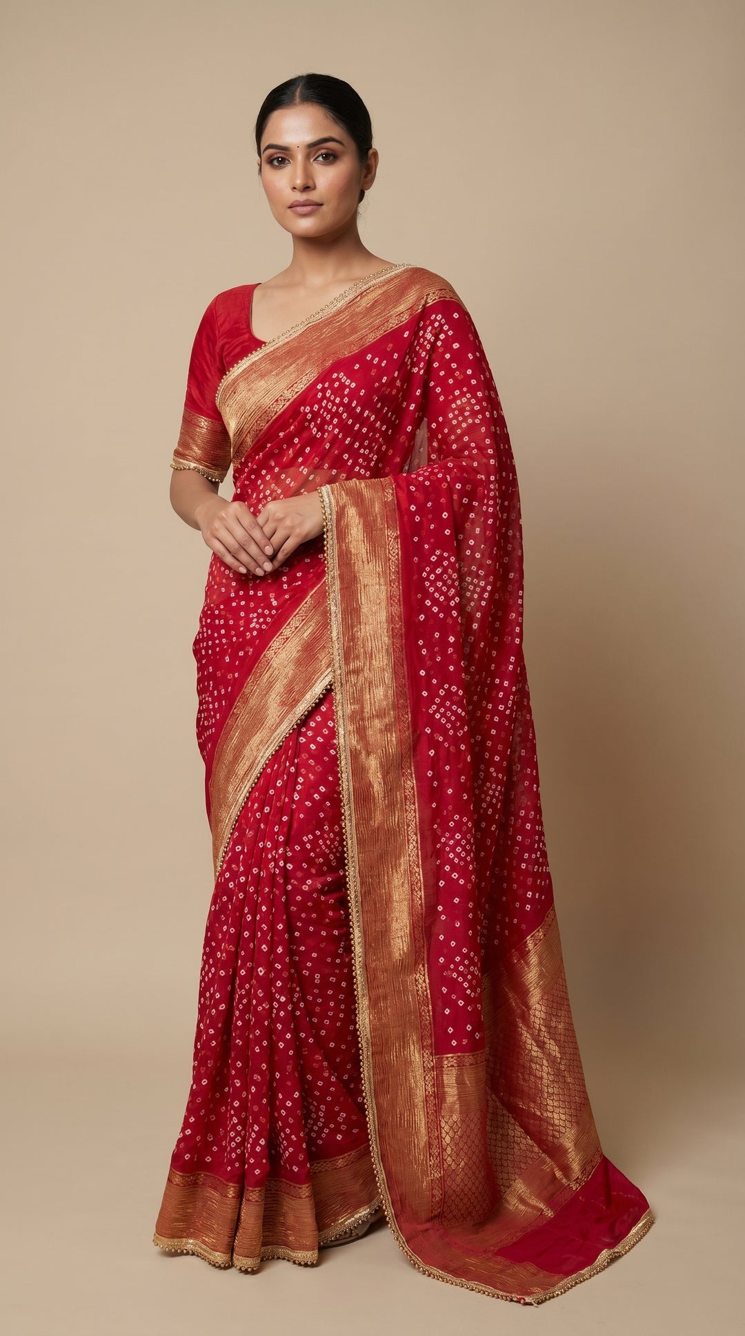 Ruby Red Chiffon Saree
