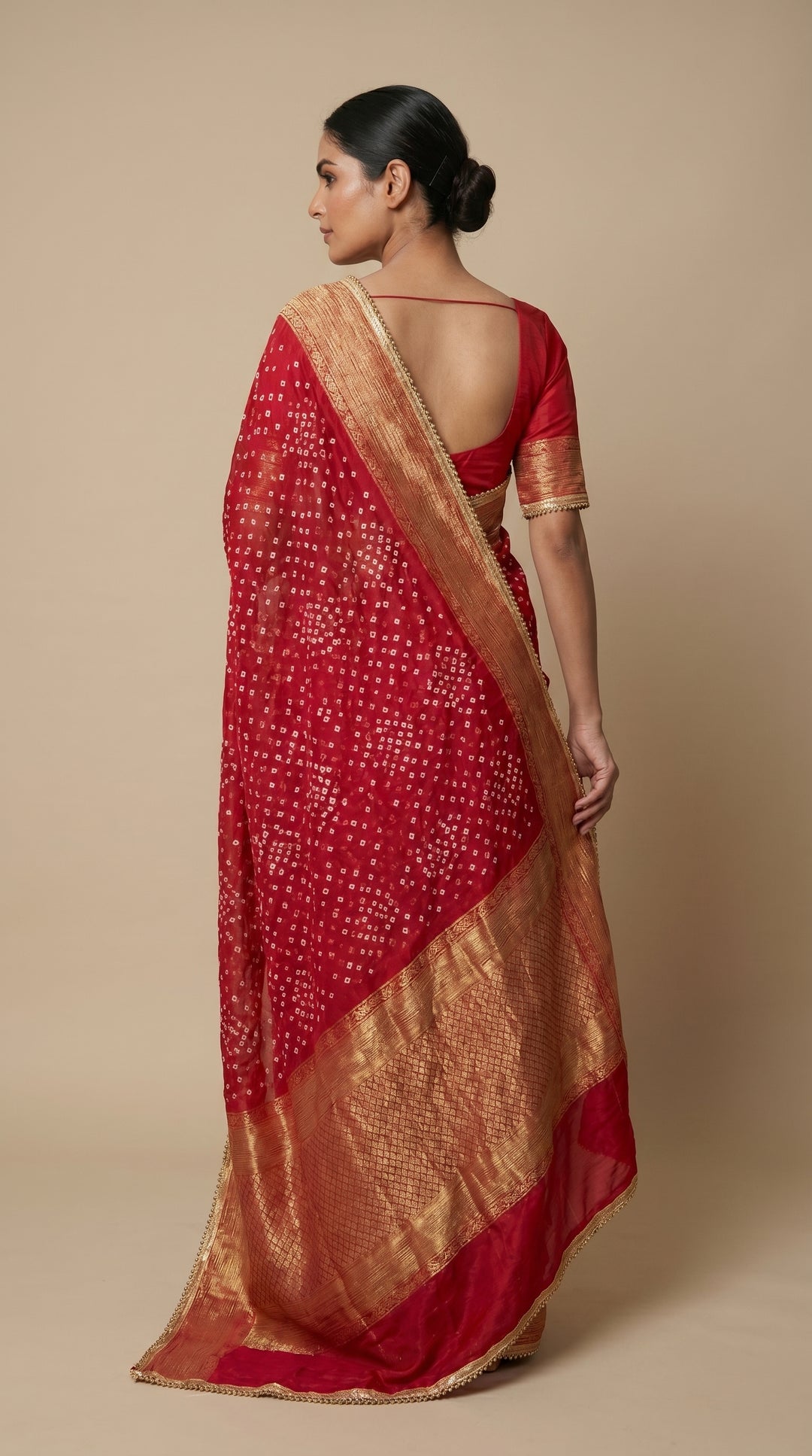 Ruby Red Chiffon Saree