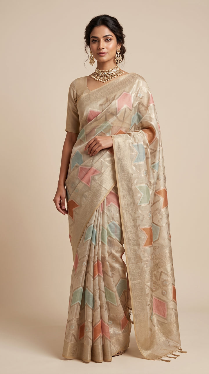 Beige Jamdani Rangkaat