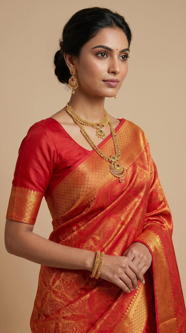 Fiery Orange Banarasi