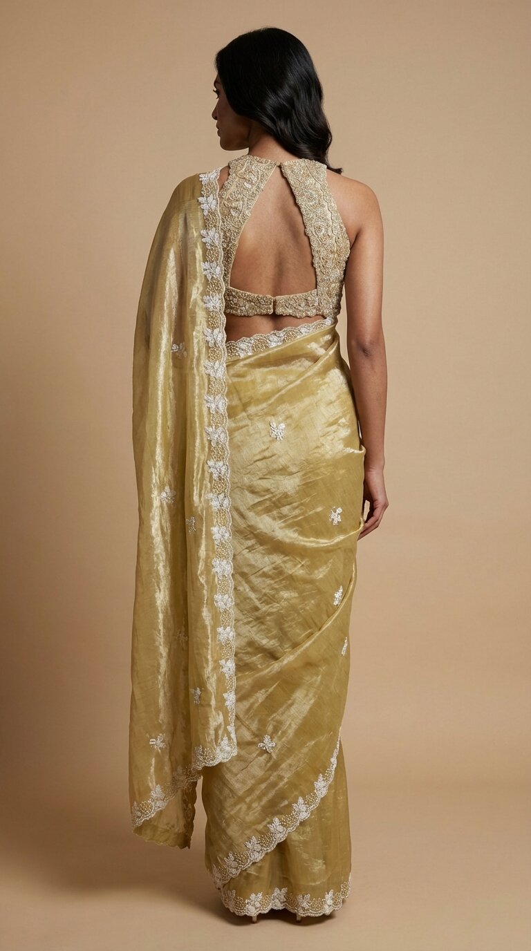 Lime Green Tissue Saree