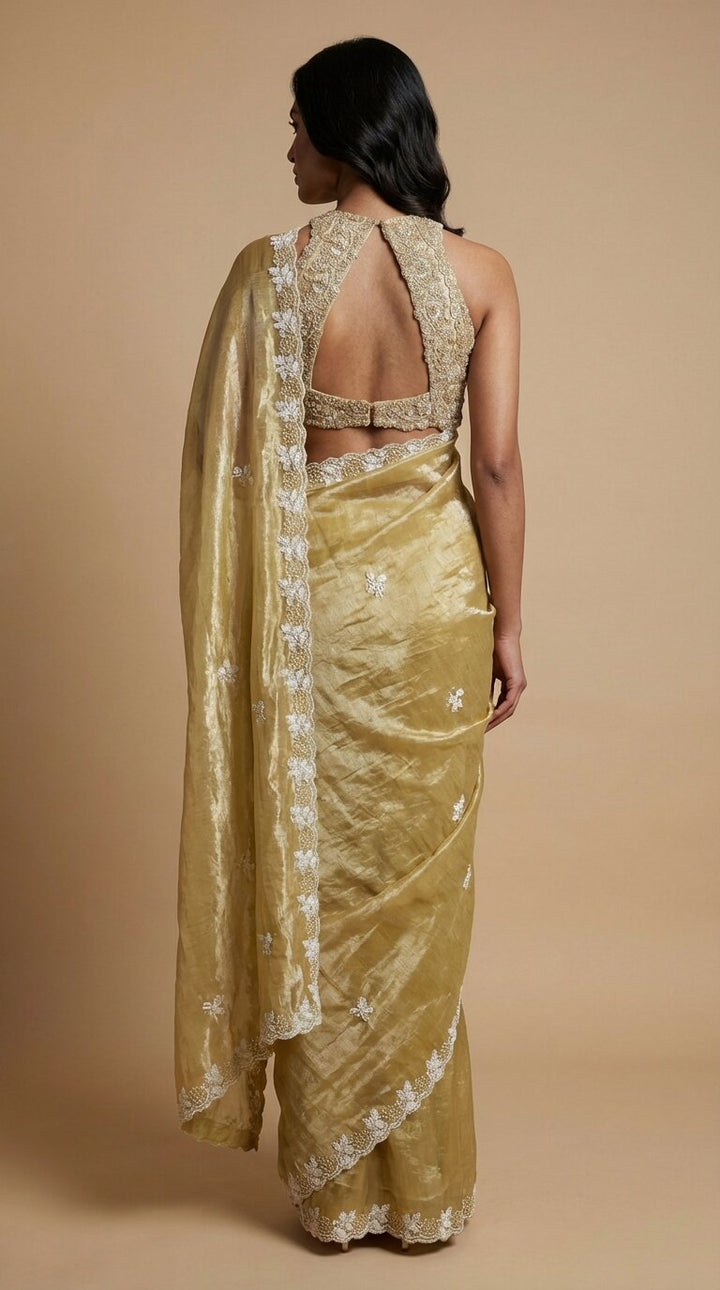 Lime Green Tissue Saree