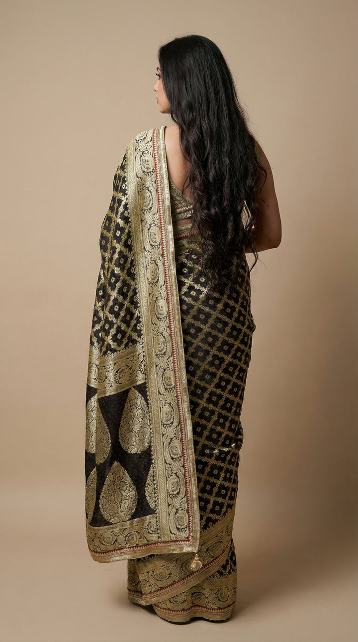 Coco Black Khaddi Georgette Saree