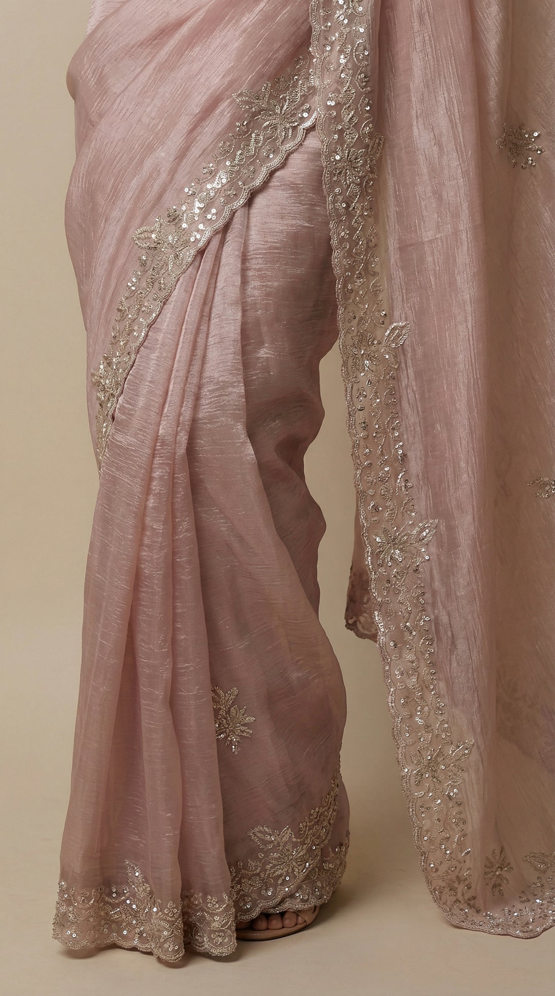 Blush Pink Tissue Saree