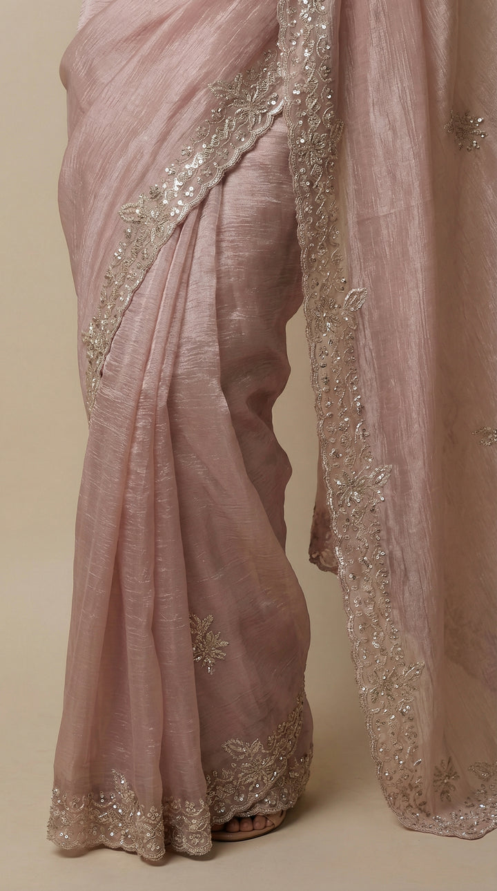 Blush Pink Tissue Saree