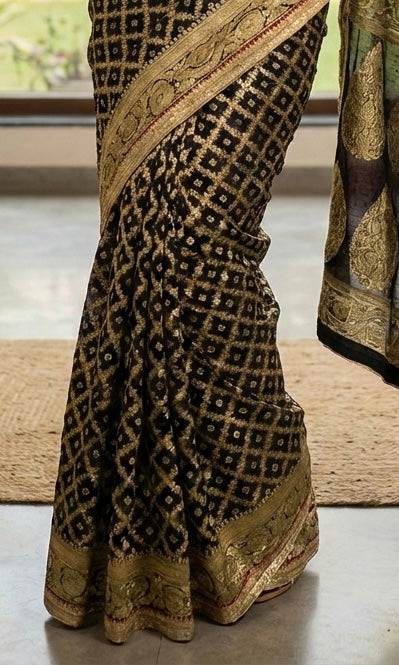 Coco Black Khaddi Georgette Saree