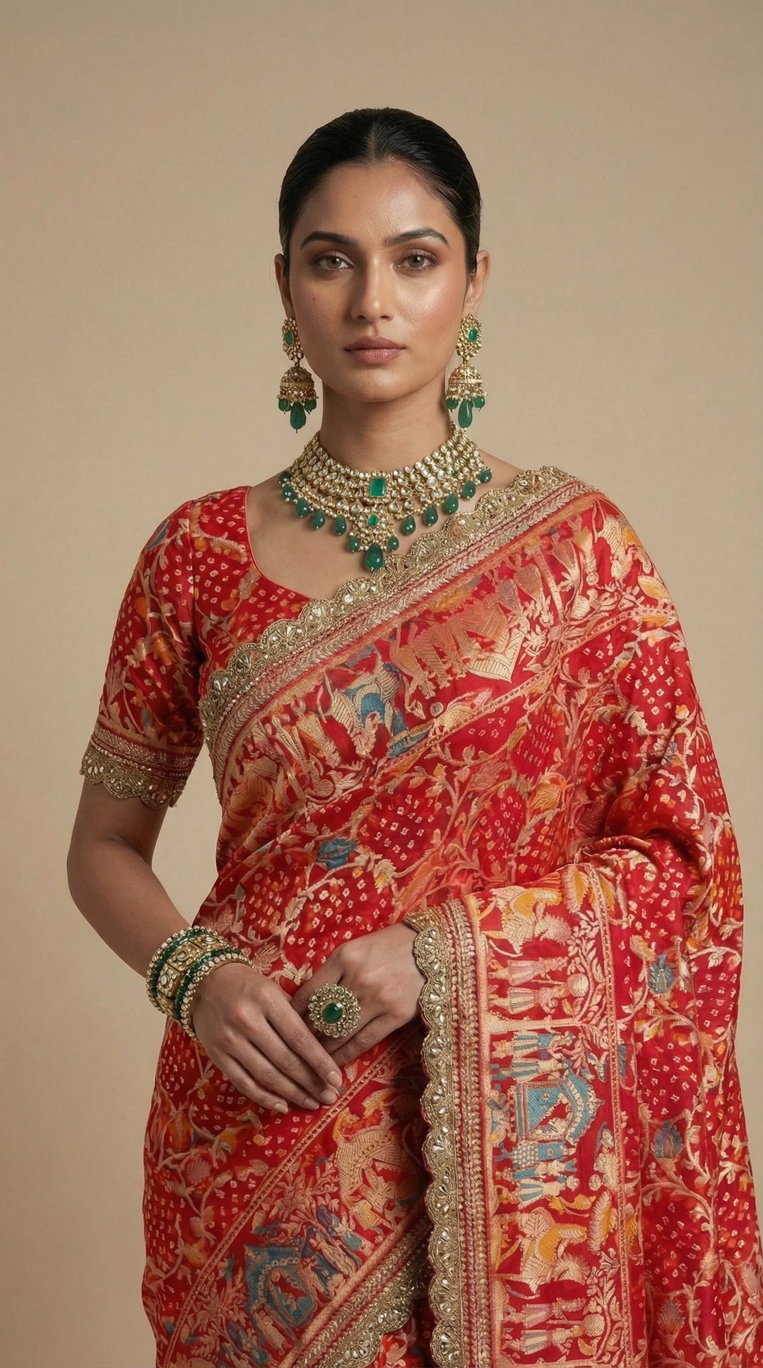 Ruby red khaddi Georgette saree
