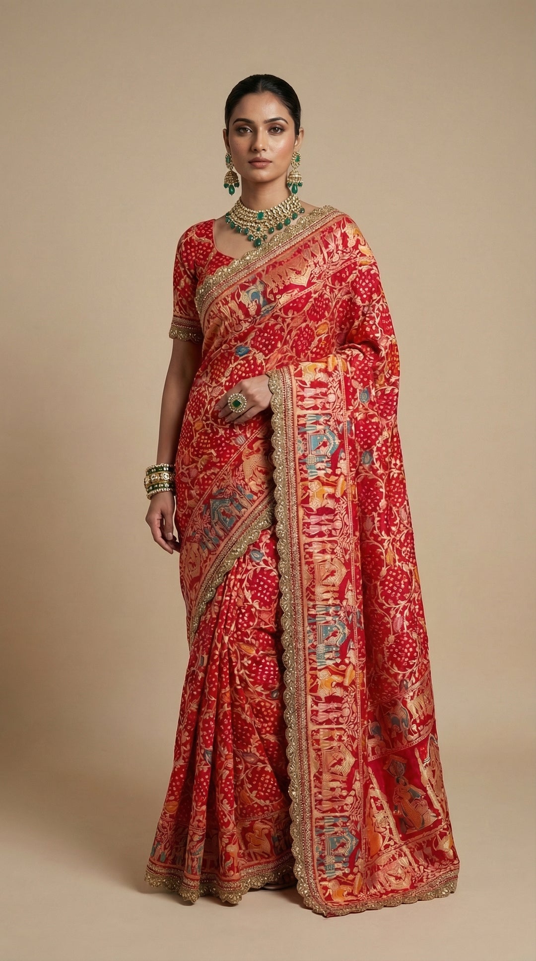 Ruby red khaddi Georgette saree