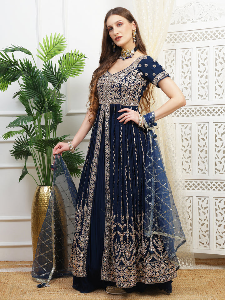Indigo Blue Anarkali