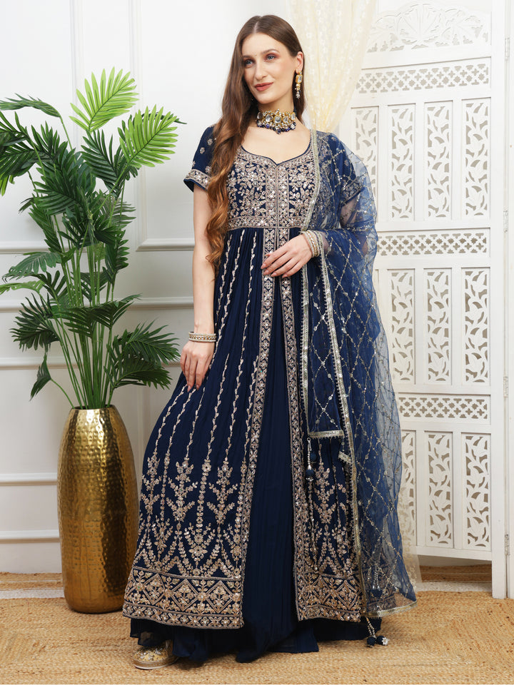 Indigo Blue Anarkali