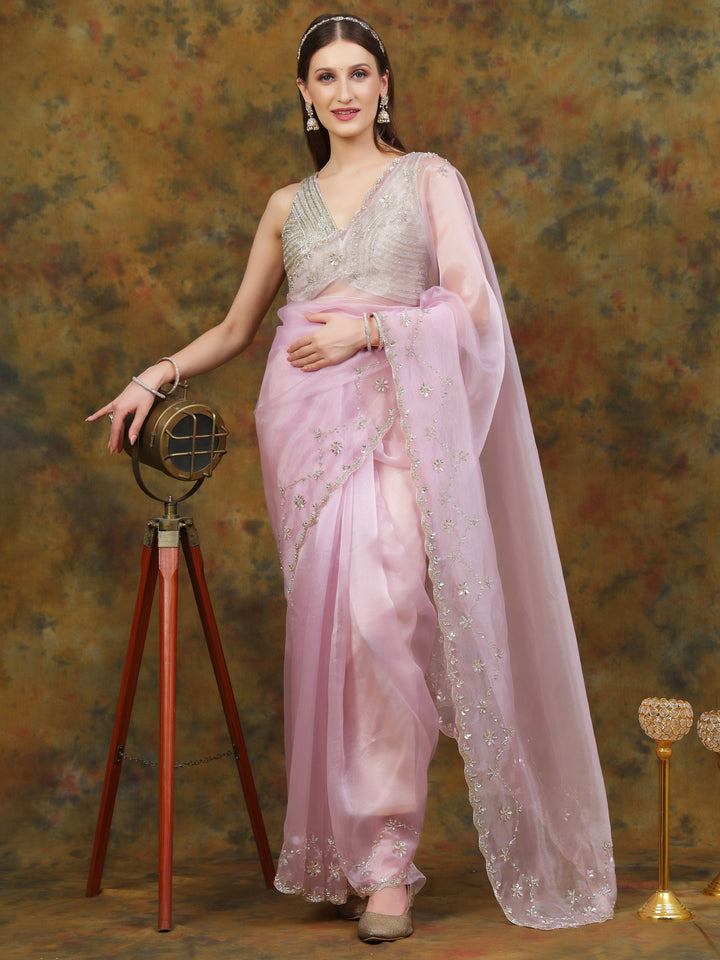 Lavender Organza Saree