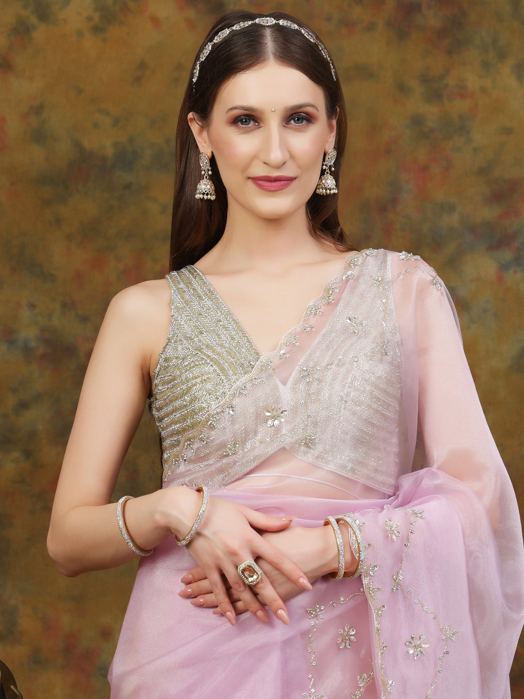 Lavender Organza Saree