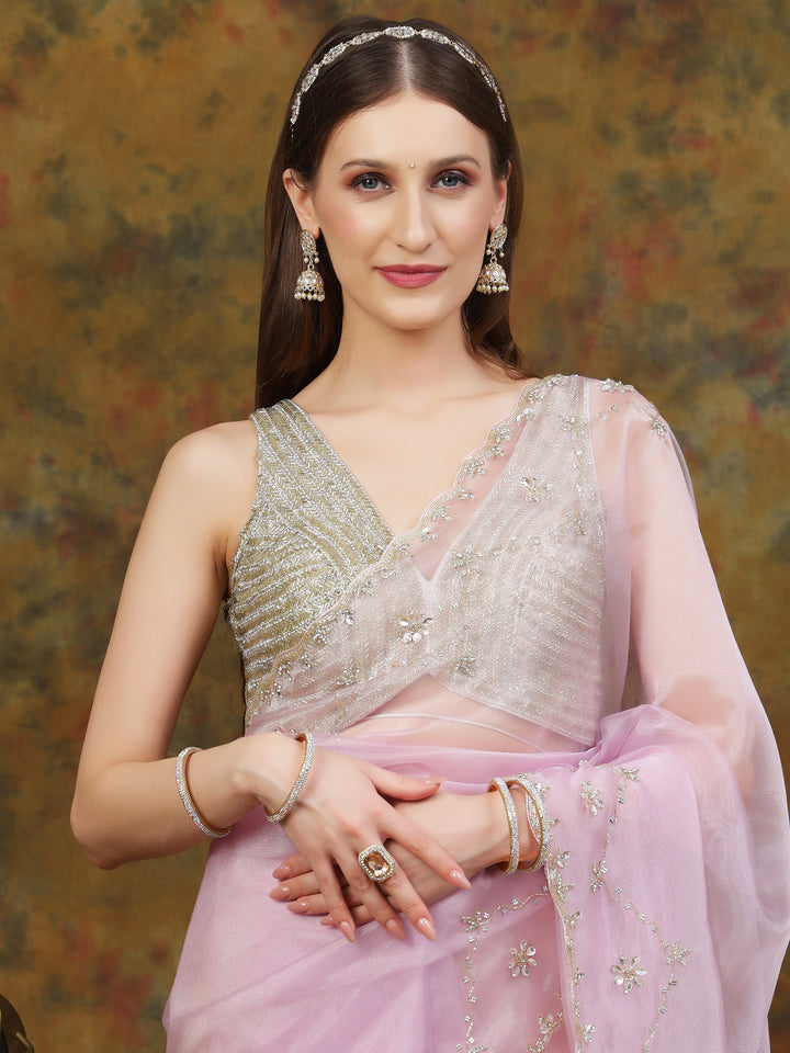 Lavender Organza Saree