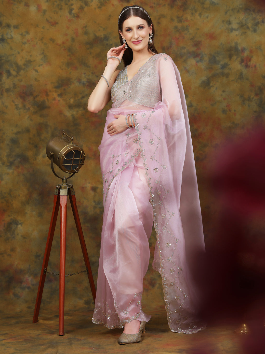 Lavender Organza Saree