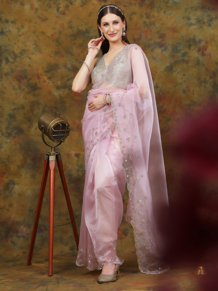 Lavender Organza Saree