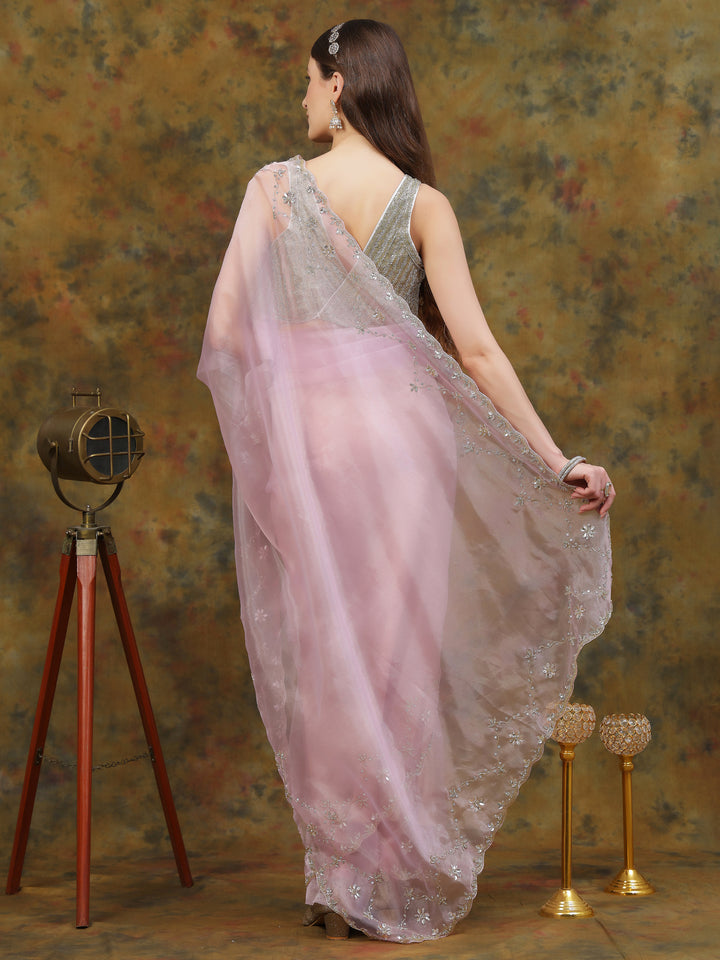 Lavender Organza Saree
