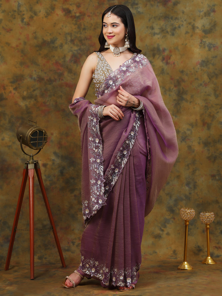 Dusty Mauve Crepe Organza