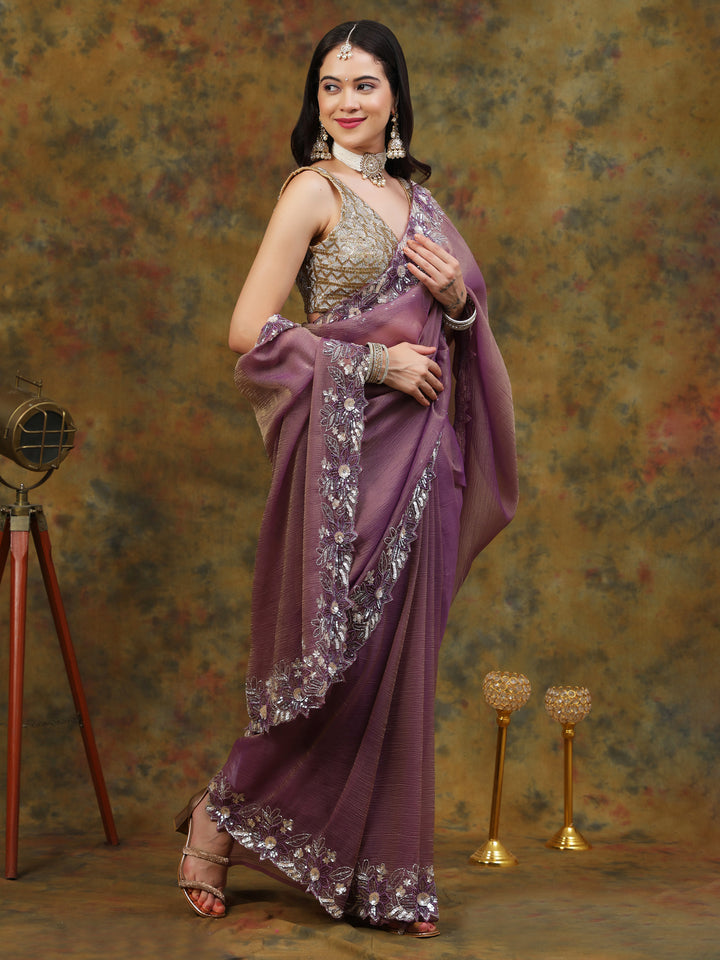 Dusty Mauve Crepe Organza