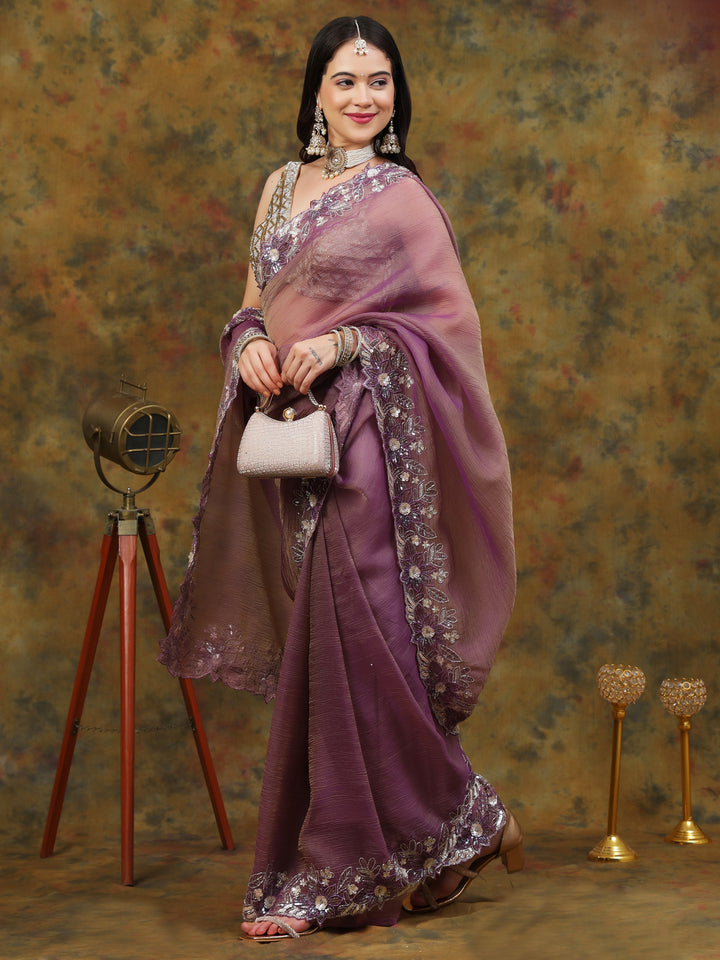 Dusty Mauve Crepe Organza