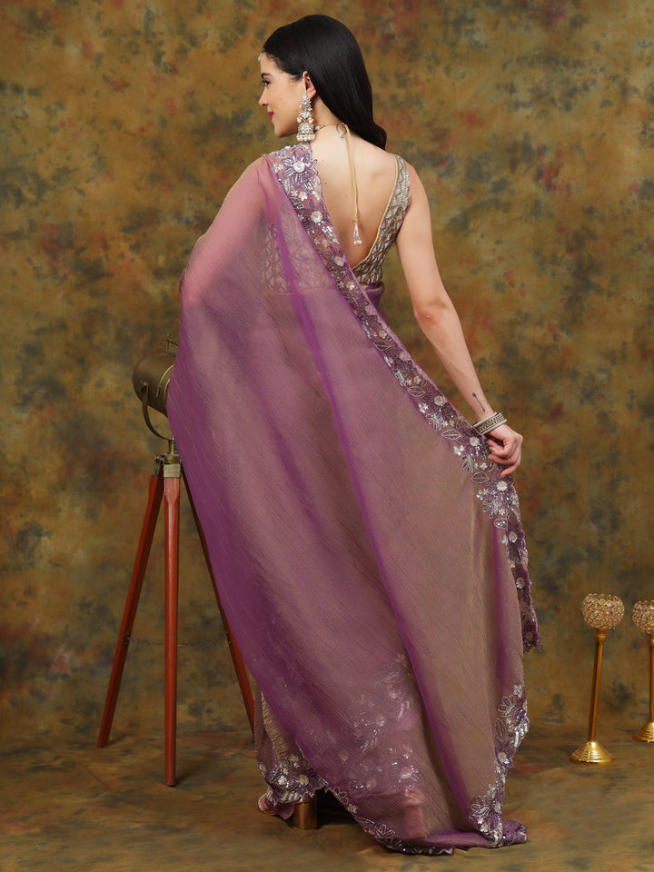 Dusty Mauve Crepe Organza