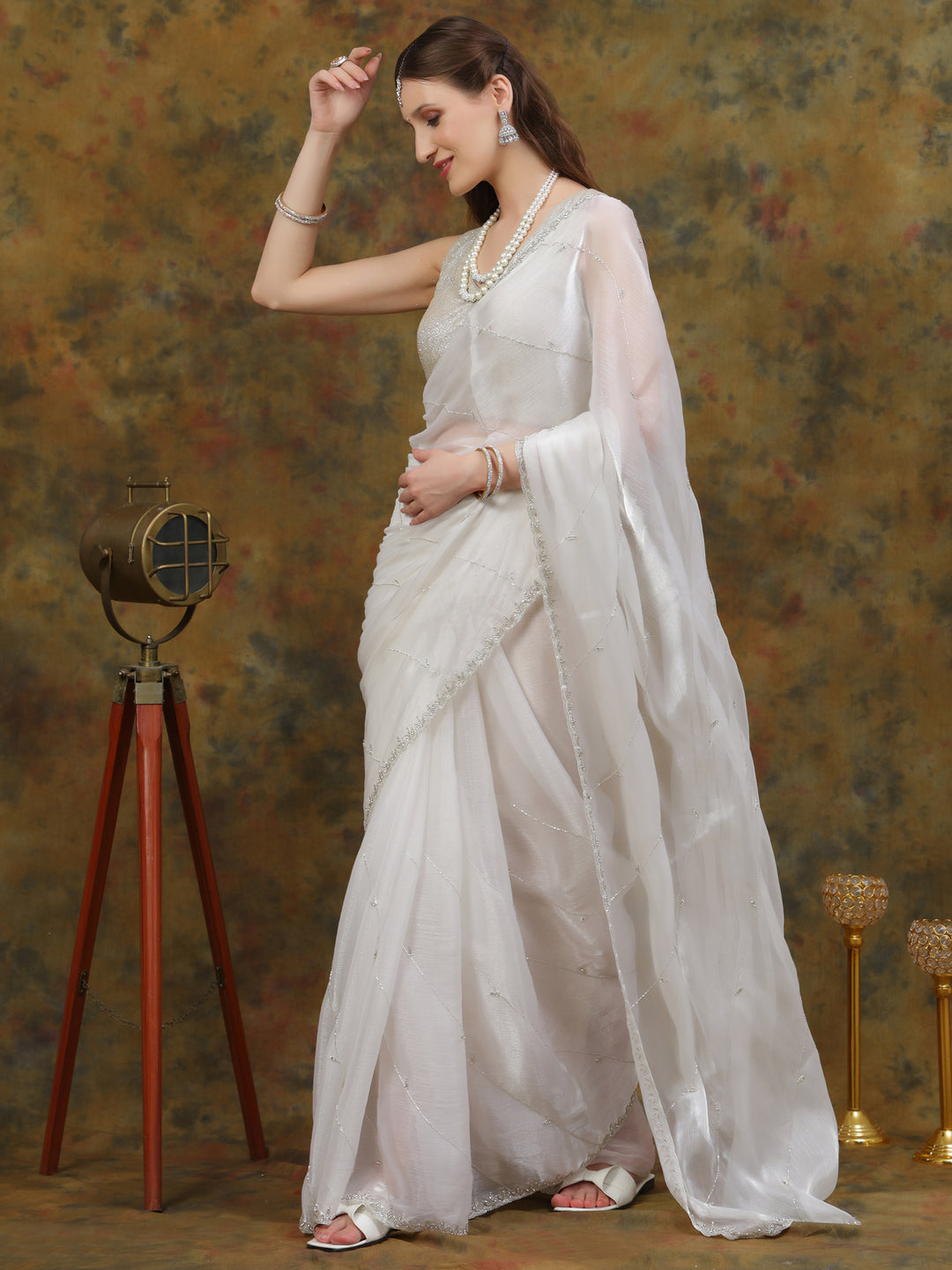 White Organza Tissue Saree