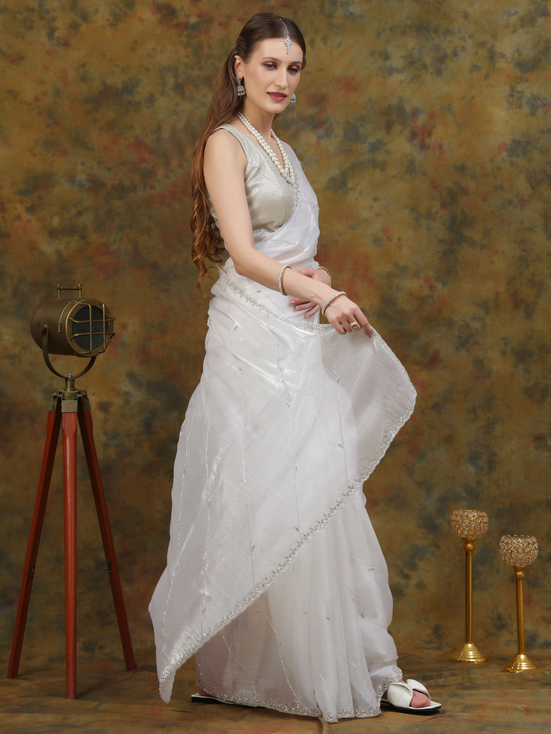 White Organza Tissue Saree