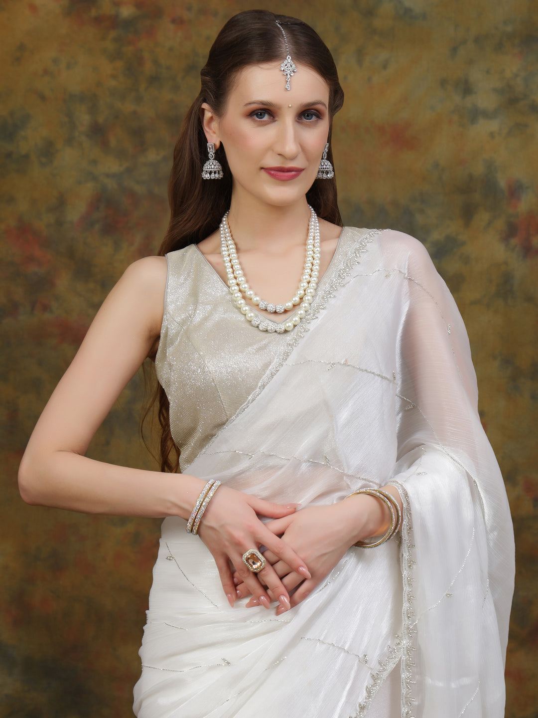 White Organza Tissue Saree