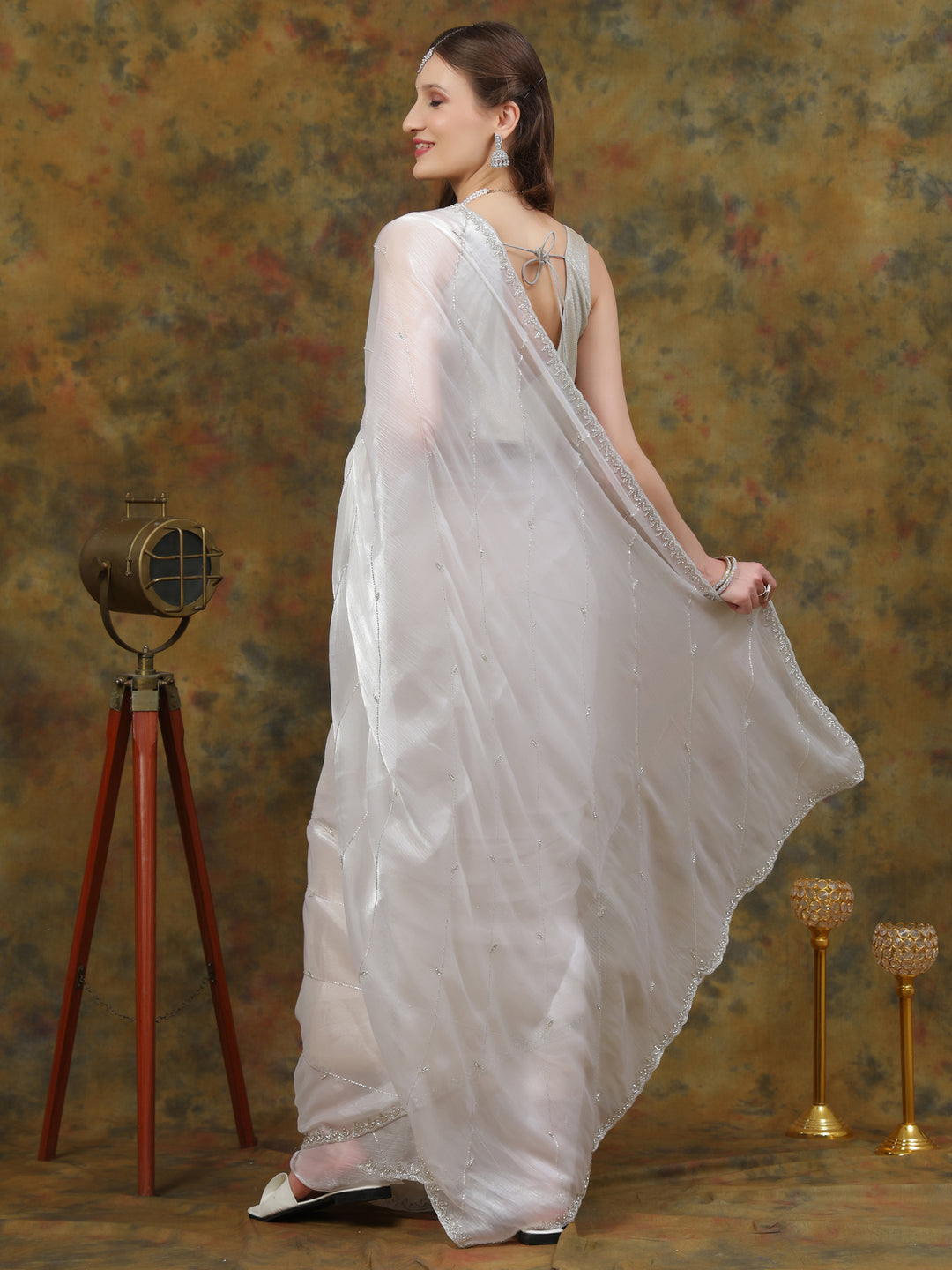 White Organza Tissue Saree